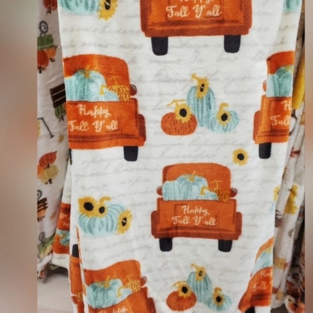 Happy Fall Y'all Farmhouse Truck Blanket-NWT